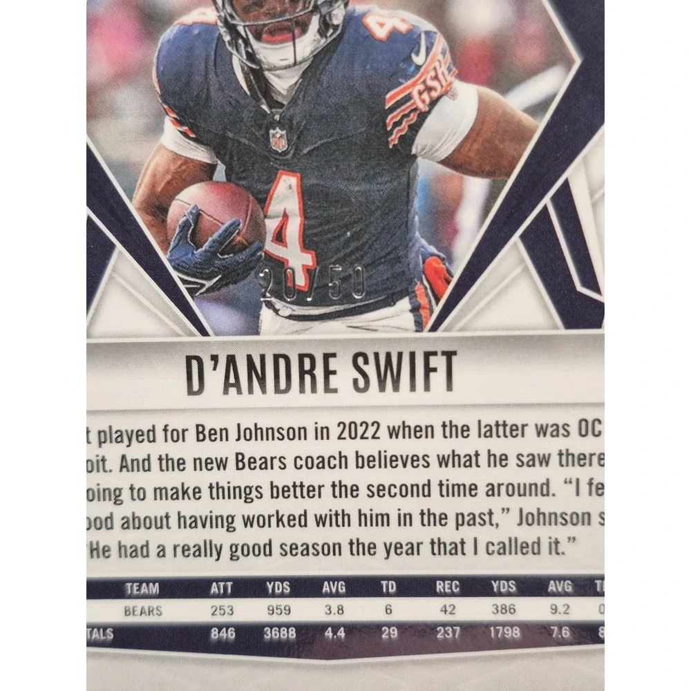 2025 Panini Phoenix D'Andre Swift #123 Teal Mojo /50 SSP Chicago Bears